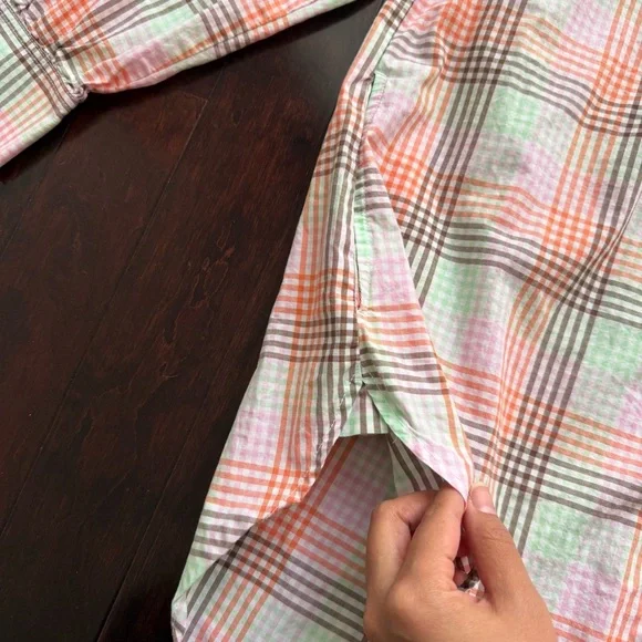 Lands' End Women’s Button Tunic Blouse Flannel Size L Plaid Pockets Easter Long - Picture 4 of 9